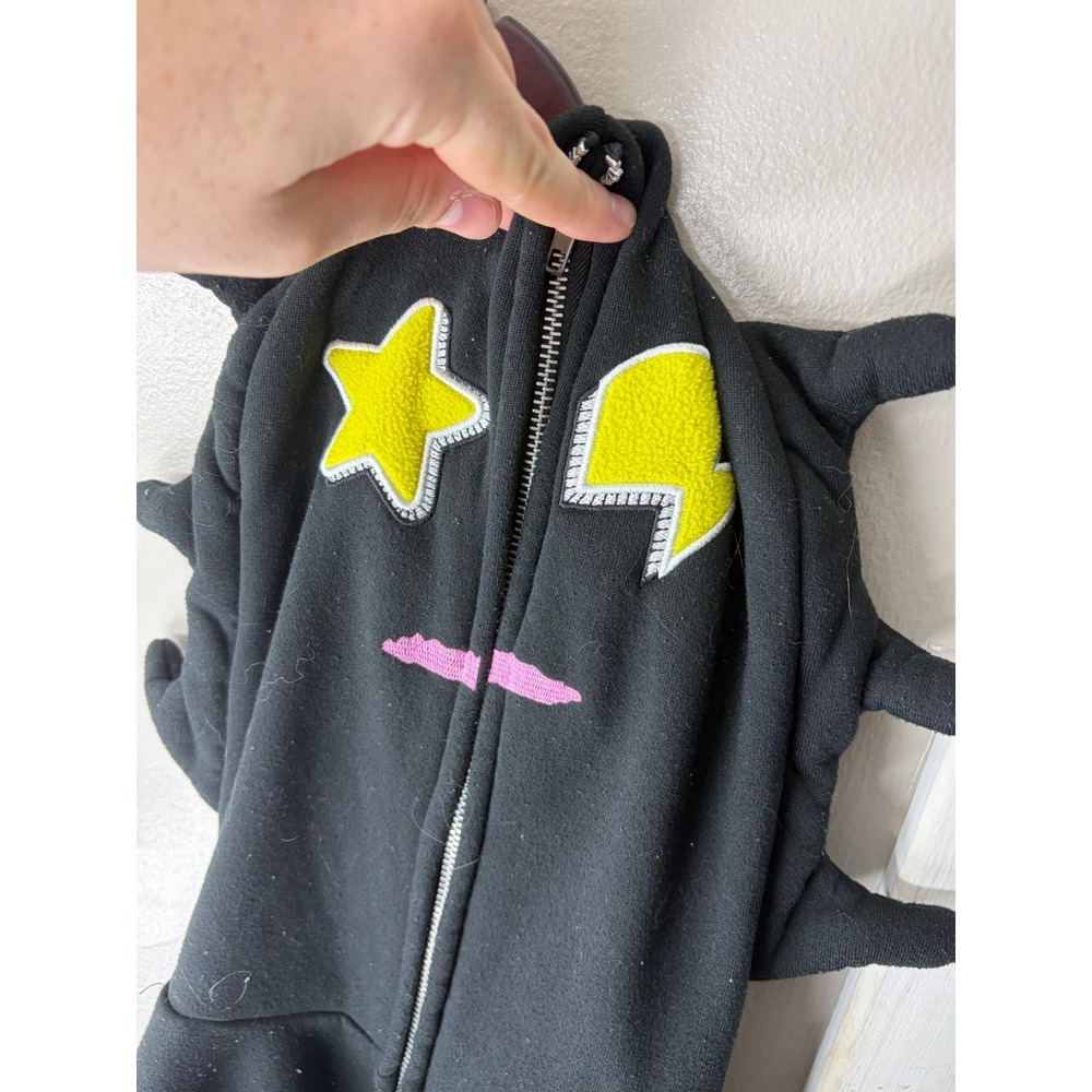 Glo Gang Full Zip Hoodie Black Spike Hood Character Star Eyes Streetwear
